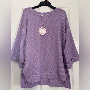 Umgee Lavender Waffle Knit Top